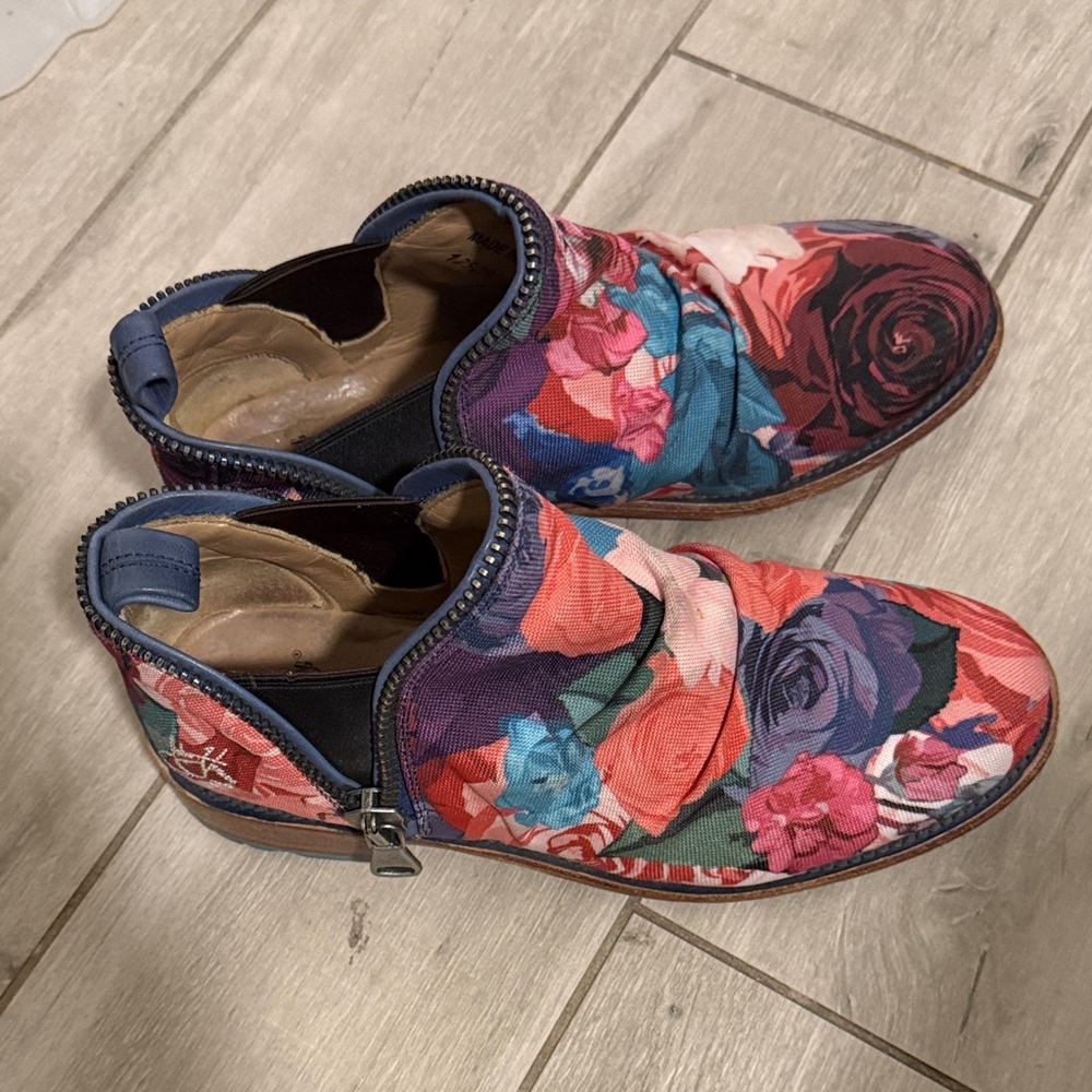 John Fluevog Multicolor Floral Ankle Boots